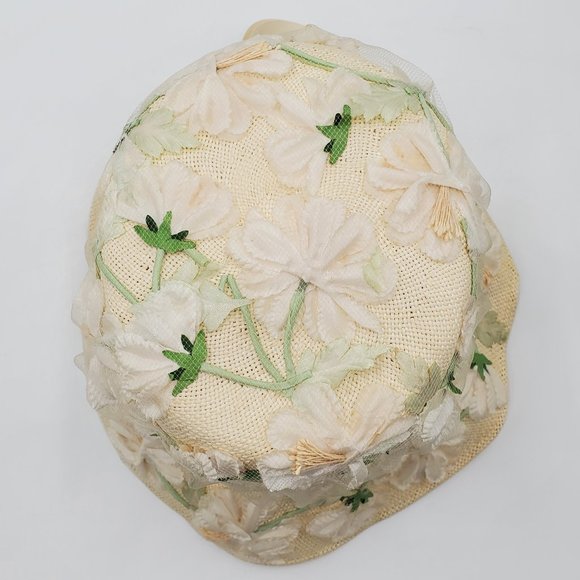 Christine Original Silk Flowers & Netting Vintage Hat - Picture 12 of 16